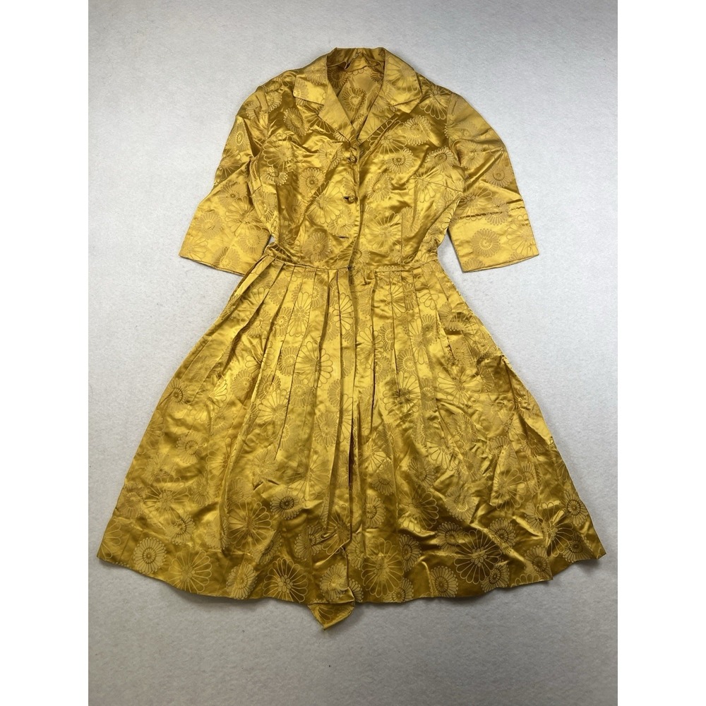 Vintage Neiman Marcus Trophy Room‎ Dress Gold Patterned NEEDS REPAIR